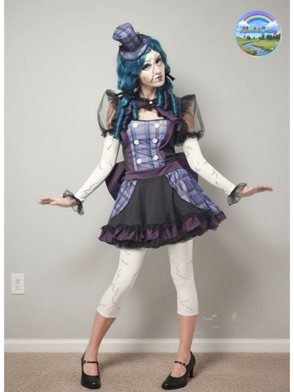 Broken Doll Steampunk Victorian Costume Dress with Detachable Bow